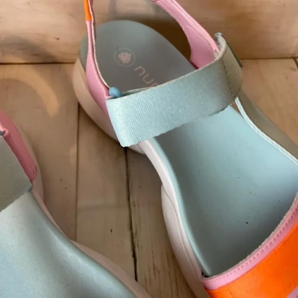Nurture Roam Multi -Color Platform Block Heel Pastel Sandals Size 10
